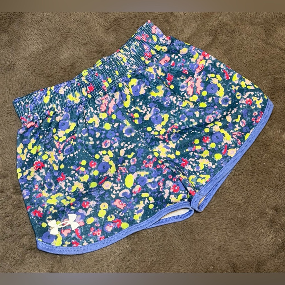 Under Armour - Girl’s Floral/Tie-Dye Athletic Shorts, Size - 6